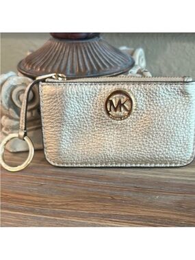 Michael Kors Fulton Metallic Gold Leather Key Pouch